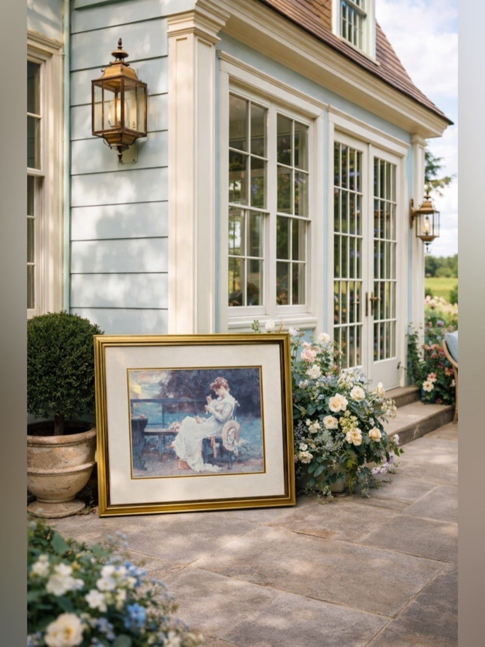 Framed Art Print Marcus Stone 1888 In Love Victorian in an Elegant Gold Frame